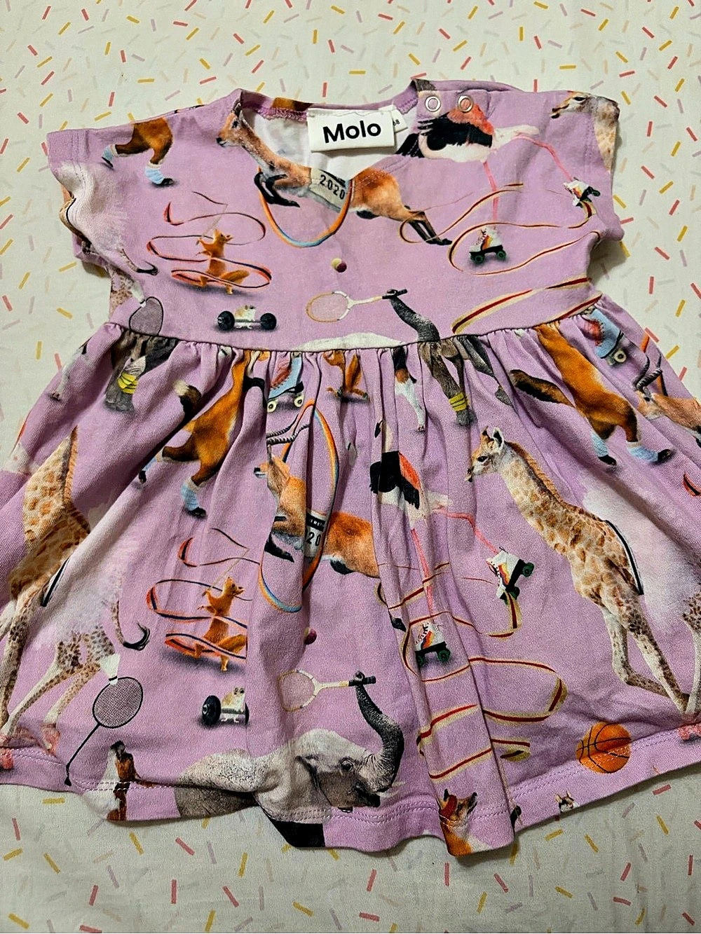 Molo Campa Roller Skating Animal Friends Dress Pink Baby 6M